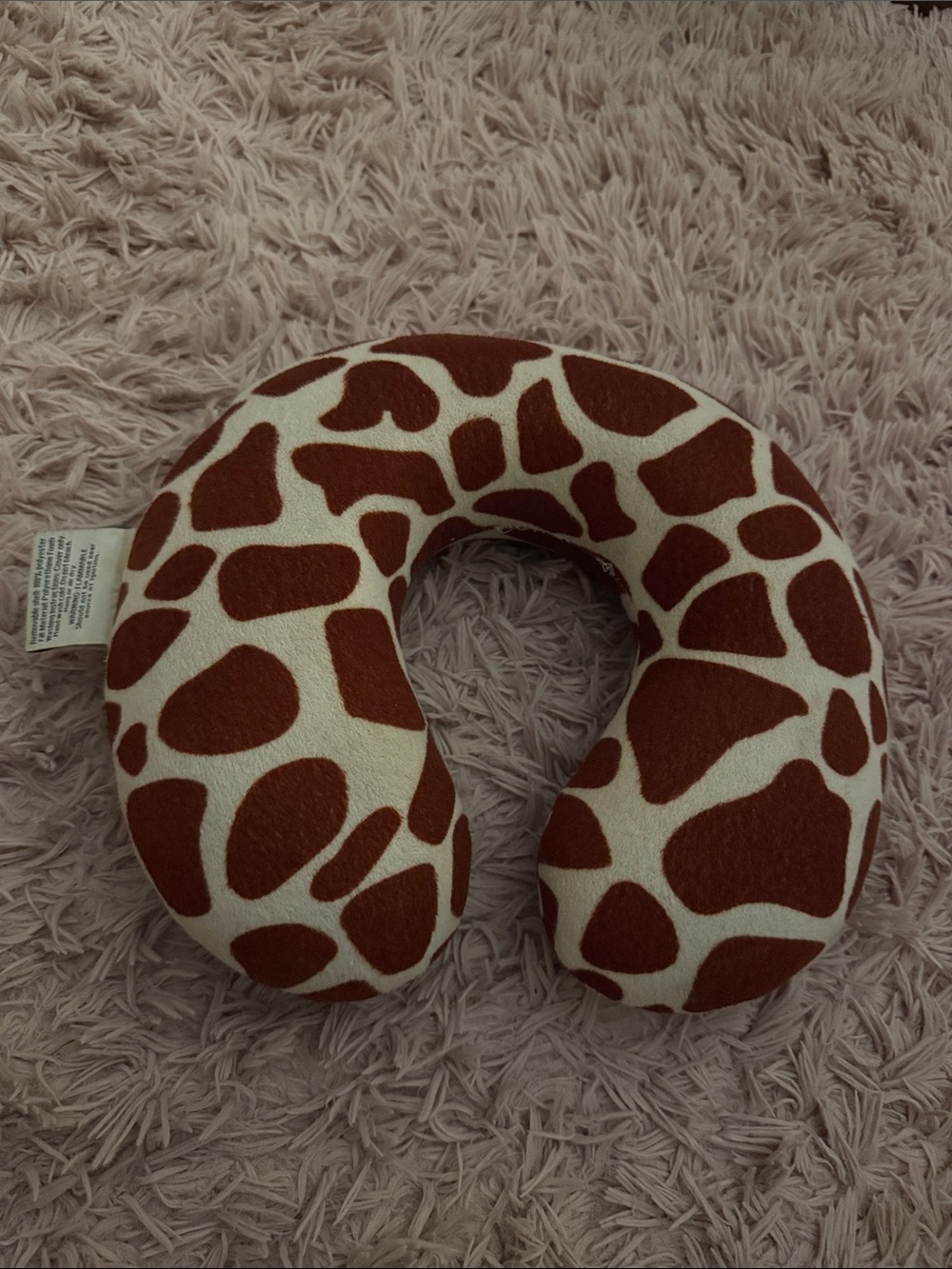 Giraffe Print U-Shaped Travel Neck Pillow - Brown & Cream